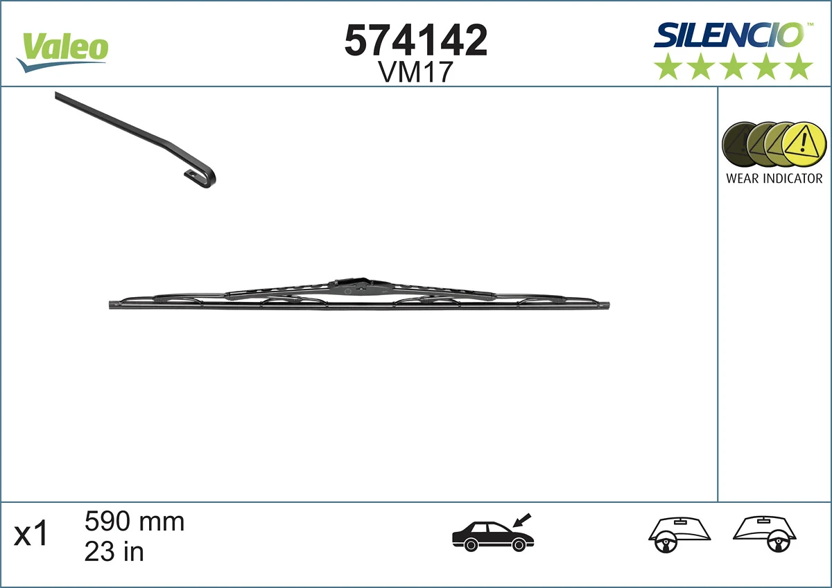 Pióro wycieraczki szyby przedniej, zestaw (2 szt.) VALEO 574142 cena, od 8,19 USD