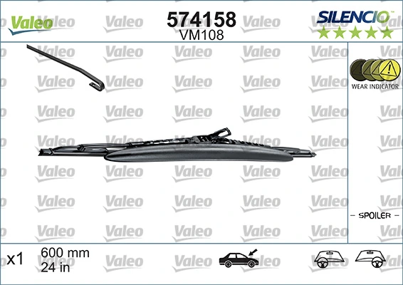 Pióro wycieraczki szyby przedniej kierowcy VALEO 574158 cena, od 16,16 USD