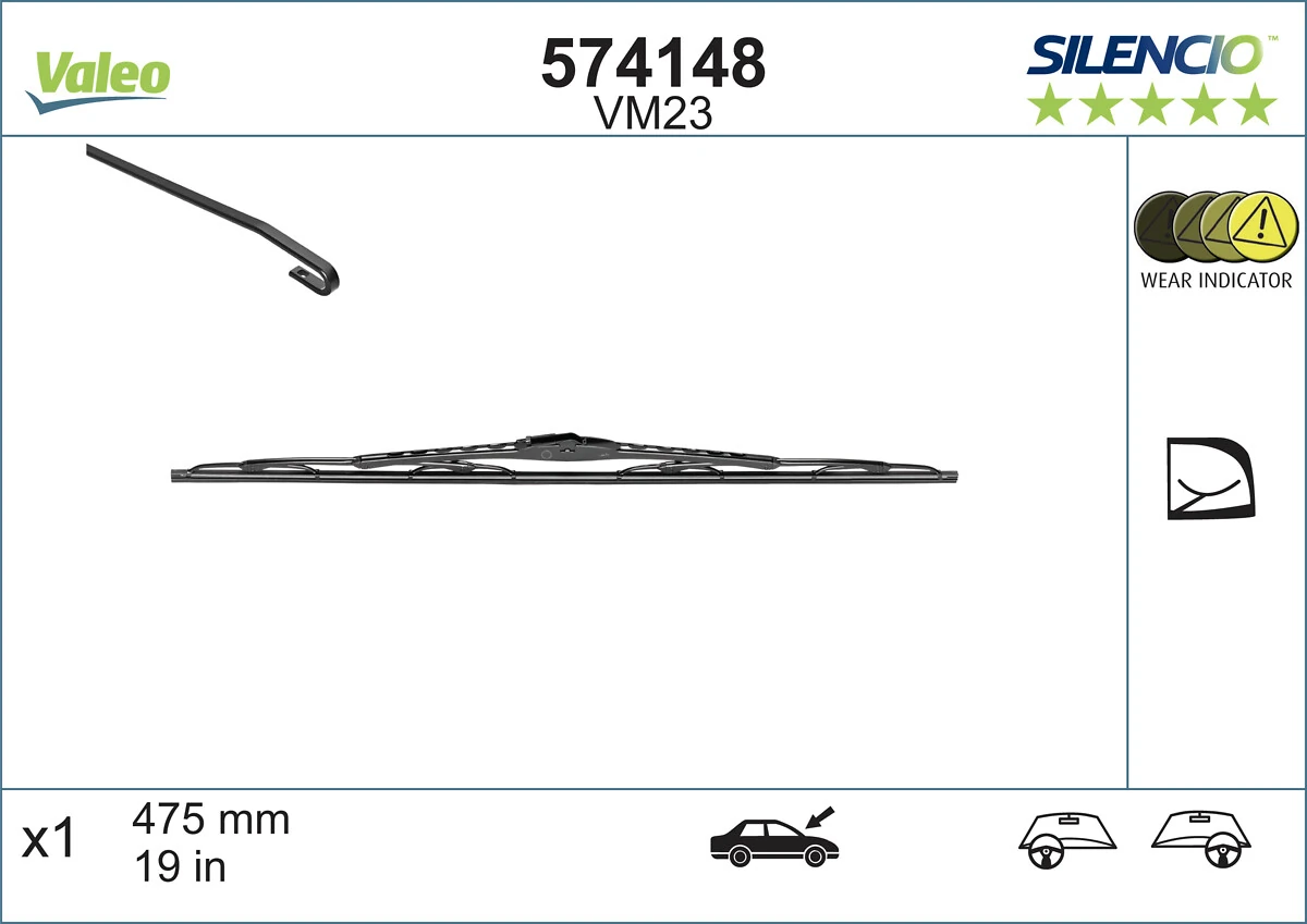 Pióro wycieraczki szyby przedniej pasażera VALEO 574148 cena, od 15,76 USD