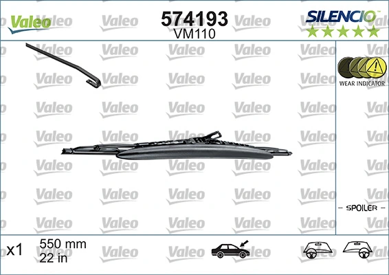 Pióro wycieraczki szyby przedniej pasażera VALEO 574193 cena, od 12,37 USD