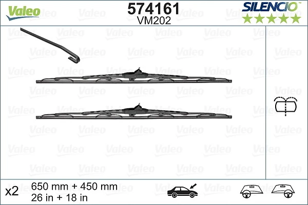 Pióro wycieraczki szyby przedniej, zestaw (2 szt.) VALEO 574161 cena, od 31,26 USD