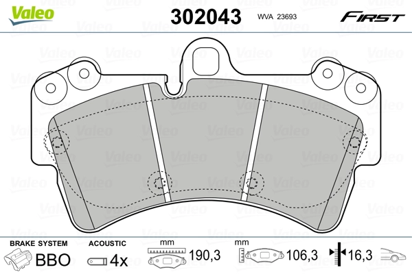 302043 VALEO Klocki hamulcowe przednie tarczowe