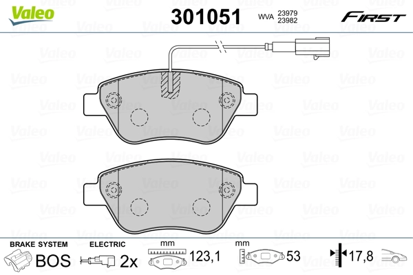 301051 VALEO Klocki hamulcowe przednie tarczowe