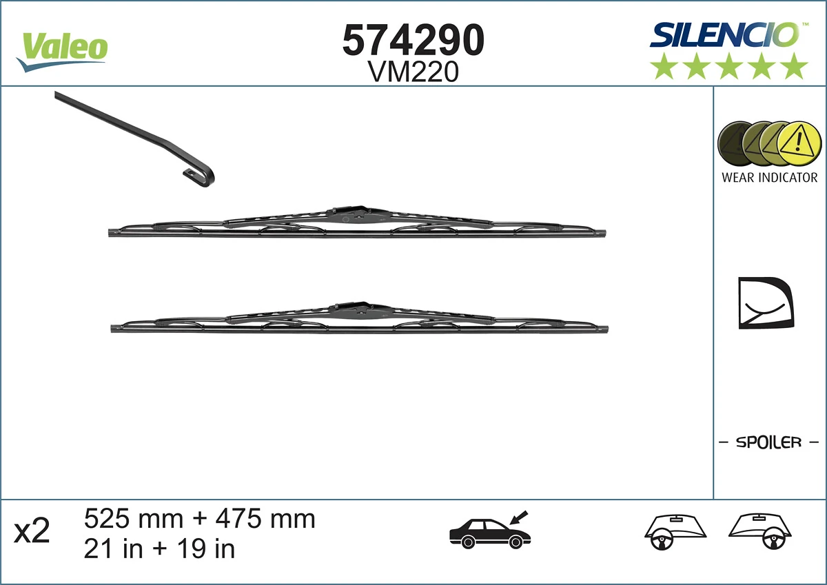 Pióro wycieraczki szyby przedniej, zestaw (2 szt.) VALEO 574290 cena, od 16,78 USD