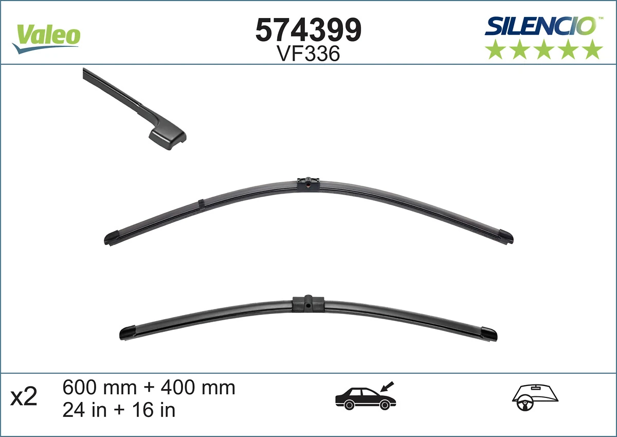 Pióro wycieraczki szyby przedniej, zestaw (2 szt.) 574399 VALEO