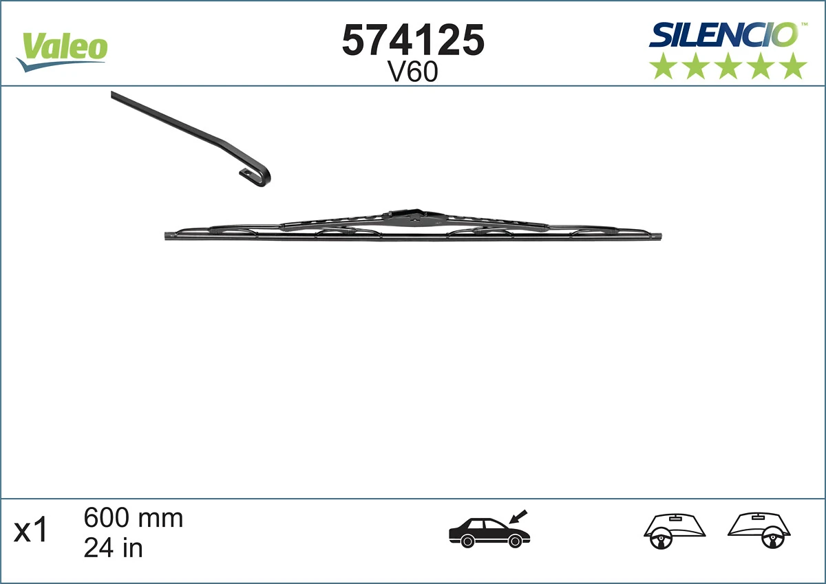 Pióro wycieraczki szyby przedniej, zestaw (2 szt.) VALEO 574125 cena, od 33,23 USD
