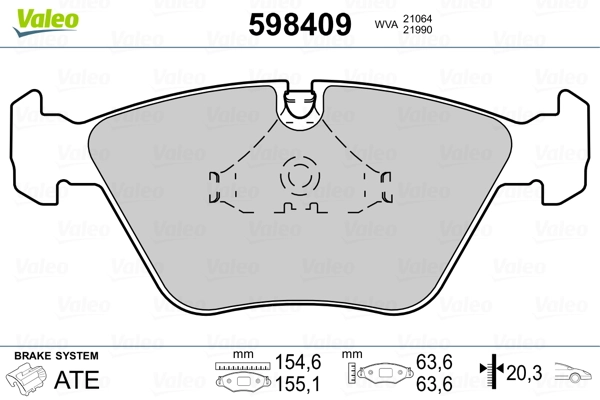 598409 VALEO Klocki hamulcowe przednie tarczowe