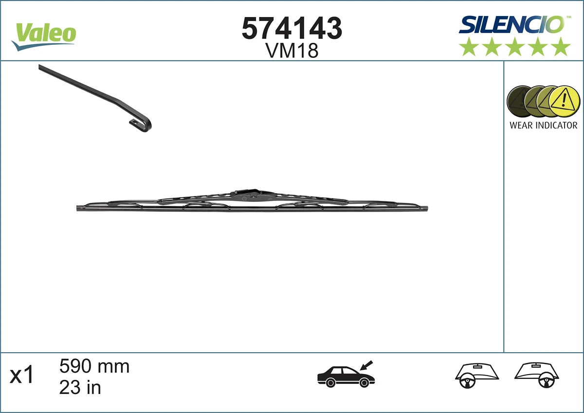 Pióro wycieraczki szyby przedniej pasażera VALEO 574143 cena, od 25,59 USD