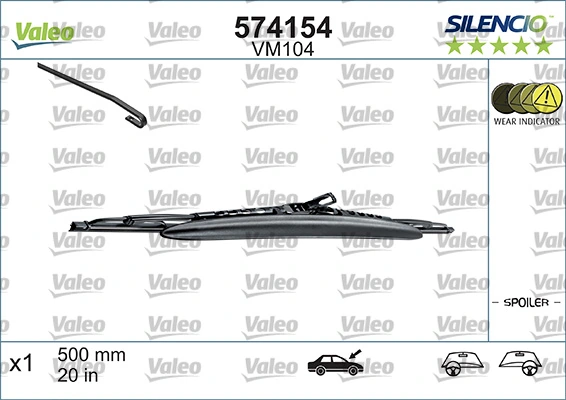 Pióro wycieraczki szyby przedniej pasażera VALEO 574154 cena, od 12,67 USD