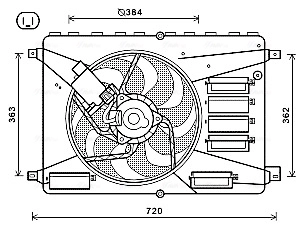 Wentylator elektryczny układu chłodzenia kompletny (silnik+wirnik) Ford S-Max CA1
