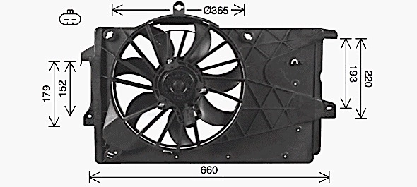 Wentylator elektryczny układu chłodzenia kompletny (silnik+wirnik) do Opel Meriva