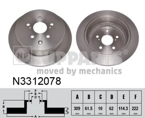 Do koszyka Tarcza hamulcowa tylna Lexus RX 270/350/450H AGL10, GGL15, GYL15