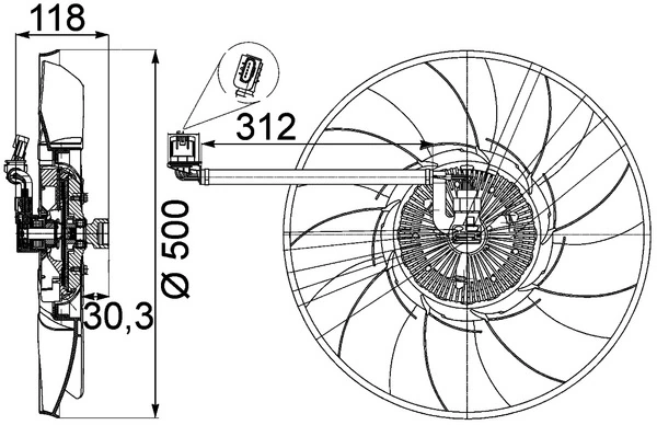 CFF468000P Mahle Original Wentylator elektryczny układu chłodzenia kompletny (silnik+wirnik)