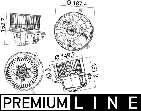 AB149000P Mahle Original Silniczek wentylatora nagrzewnicy (ogrzewacza wnętrza)