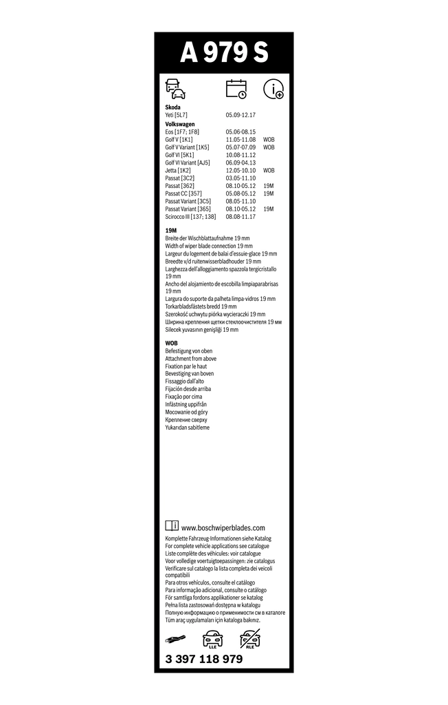 Pióro wycieraczki szyby przedniej, zestaw (2 szt.) Bosch 3397118979 cena, od 21,88 USD