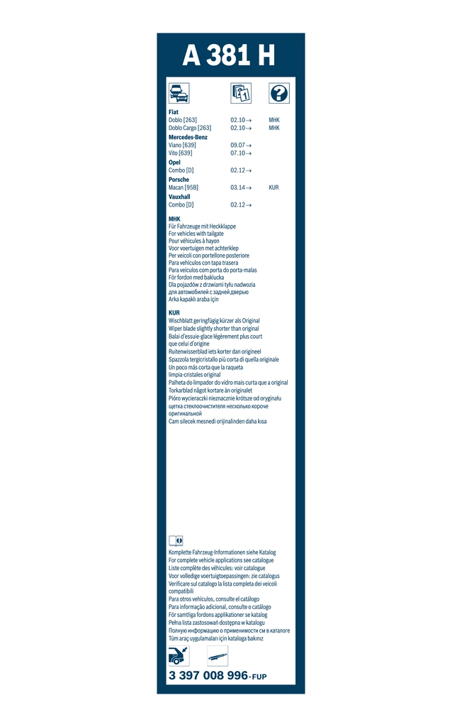 3397008996 Bosch Pióro wycieraczki szyby tylnej