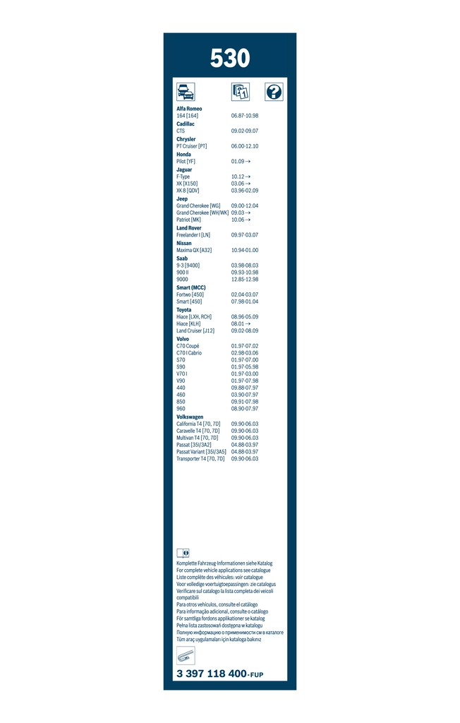 Pióro wycieraczki szyby przedniej, zestaw (2 szt.) Jeep Grand Cherokee
