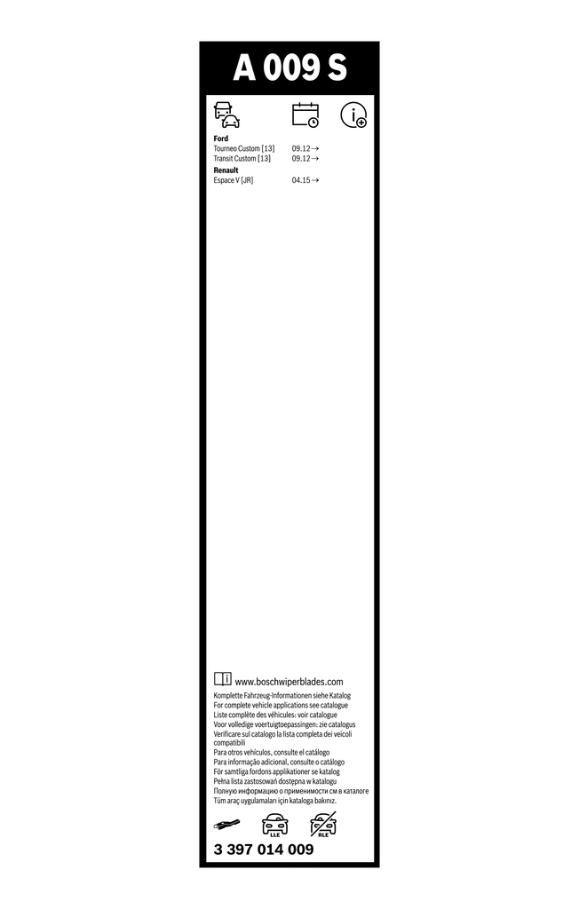 Pióro wycieraczki szyby przedniej, zestaw (2 szt.) Bosch 3397014009 cena, od 42,34 USD