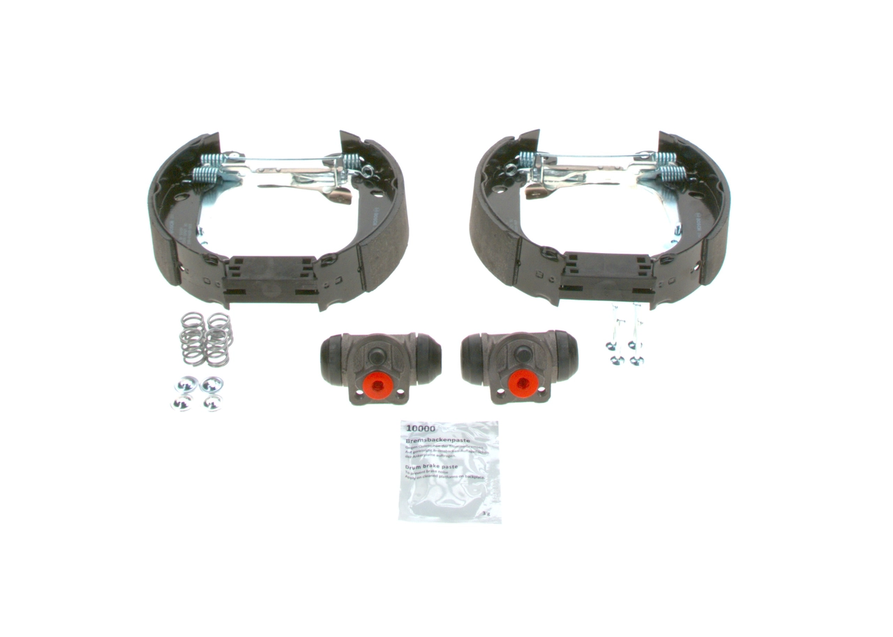 0204114073 Bosch Klocki hamulcowe tylne bębnowe, kompletne z cylindrami, zestaw
