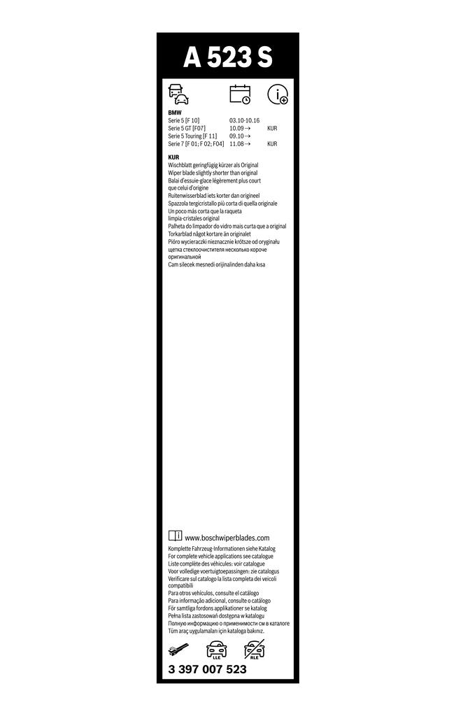 Do koszyka 3397007523 Bosch Pióro wycieraczki szyby przedniej, zestaw (2 szt.)