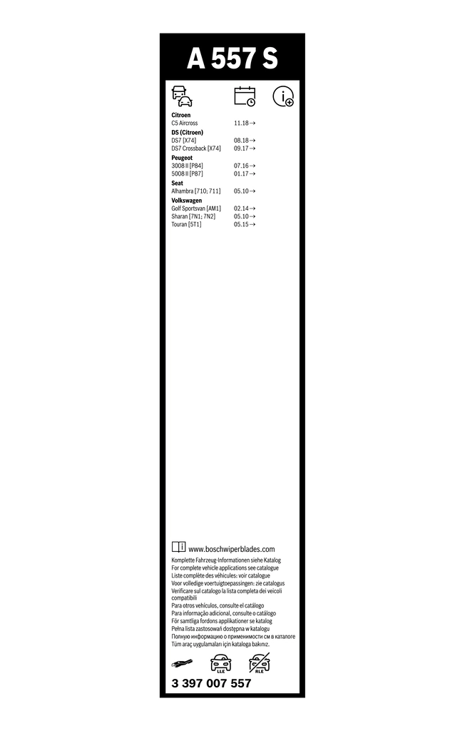Pióro wycieraczki szyby przedniej, zestaw (2 szt.) Bosch 3397007557 cena, od 40,73 USD