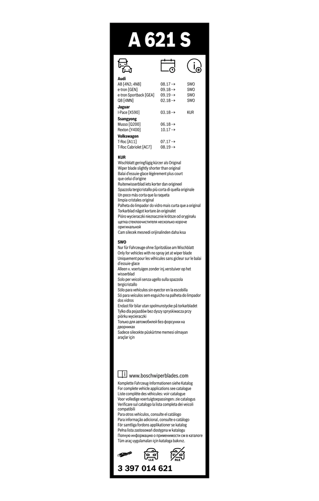 Do koszyka 3397014621 Bosch Pióro wycieraczki szyby przedniej, zestaw (2 szt.)