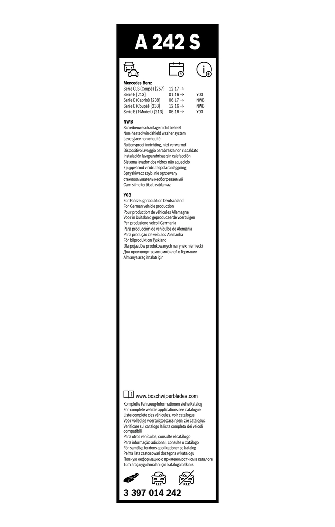 Do koszyka 3397014242 Bosch Pióro wycieraczki szyby przedniej, zestaw (2 szt.)