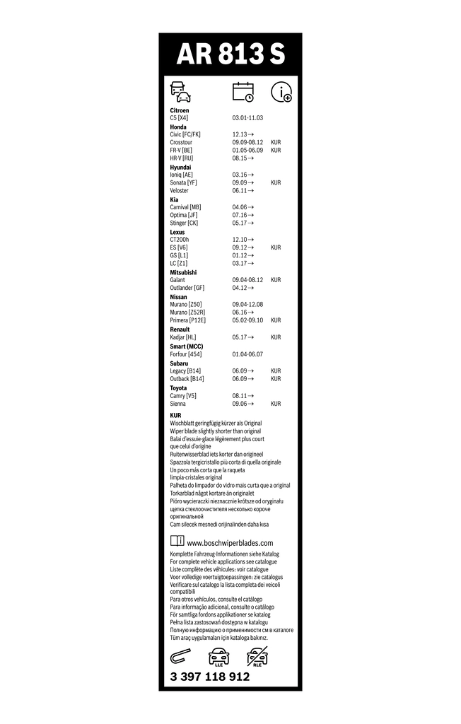Pióro wycieraczki szyby przedniej, zestaw (2 szt.) Subaru Outback 4 B14, BR