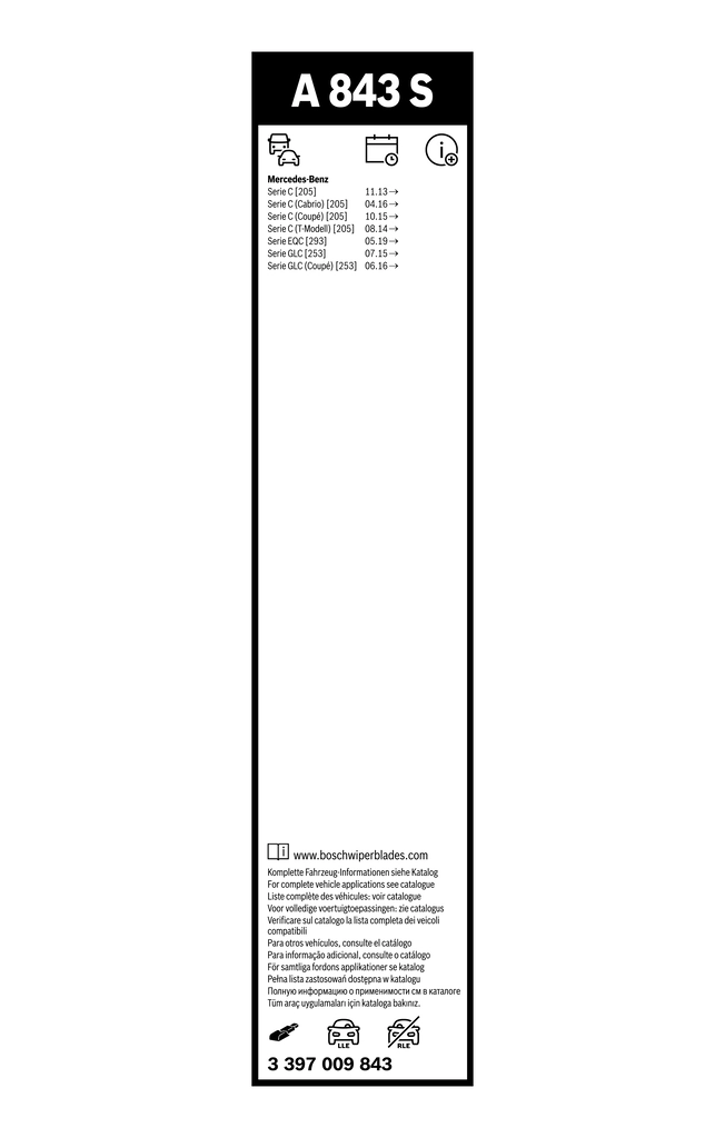 Do koszyka 3397009843 Bosch Pióro wycieraczki szyby przedniej, zestaw (2 szt.)