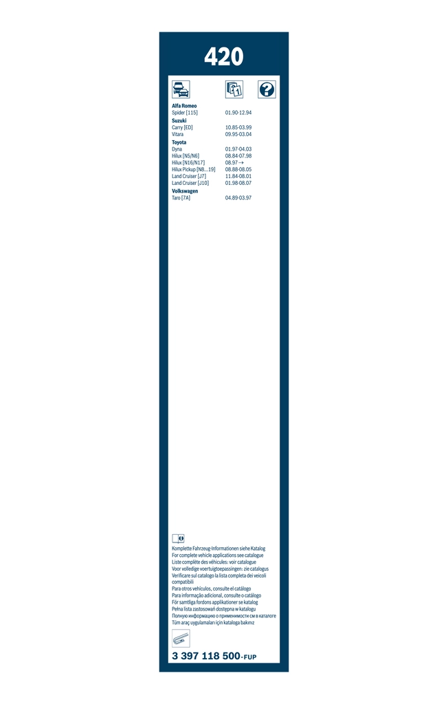 Pióro wycieraczki szyby przedniej, zestaw (2 szt.) Mitsubishi Lancer III