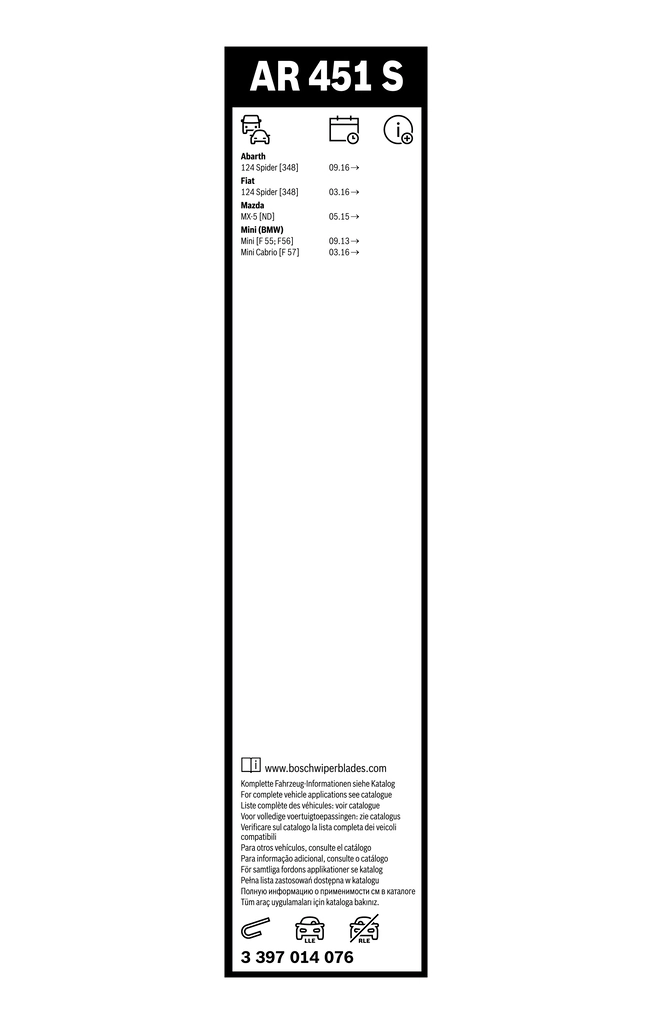 Pióro wycieraczki szyby przedniej, zestaw (2 szt.) Bosch 3397014076 cena, od 32,22 USD