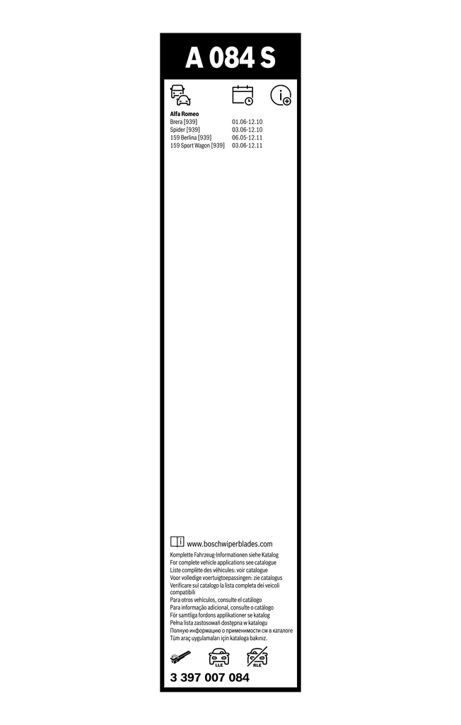 Pióro wycieraczki szyby przedniej, zestaw (2 szt.) 3397007084 Bosch