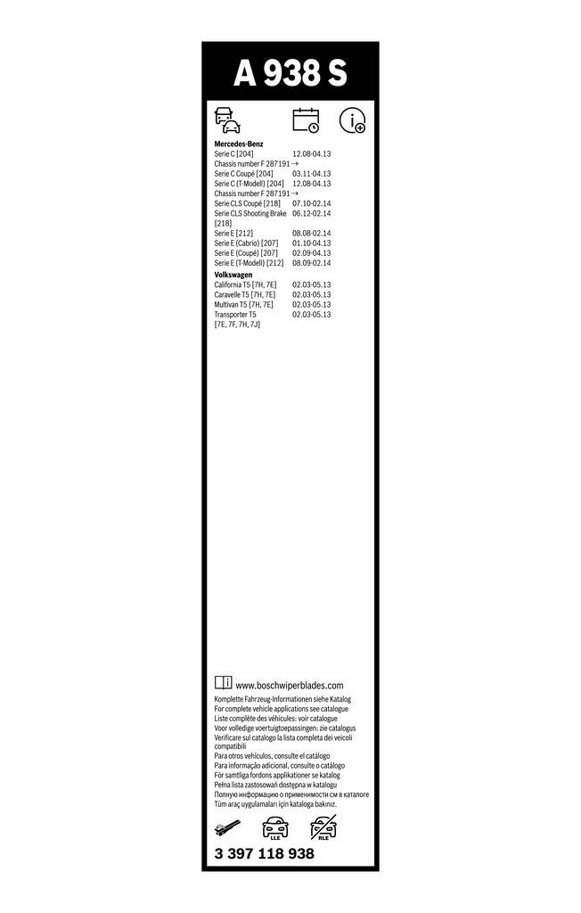 Pióro wycieraczki szyby przedniej, zestaw (2 szt.) 3397118938 Bosch