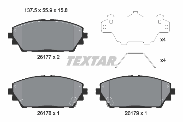 2617701 Textar Klocki hamulcowe przednie tarczowe