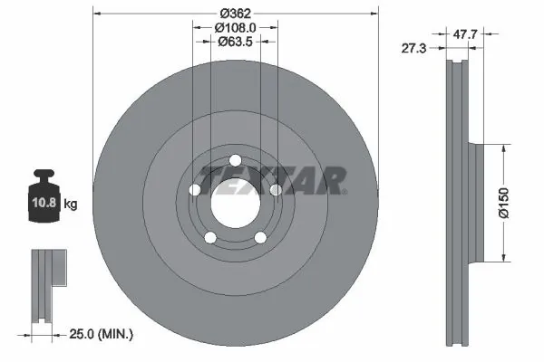 Tarcza hamulcowa przednia do Ford Mustang CGW, K3R, K3S