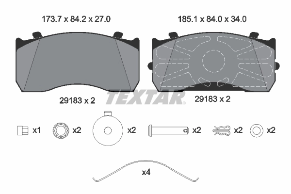 2918302 Textar Klocki hamulcowe przednie tarczowe