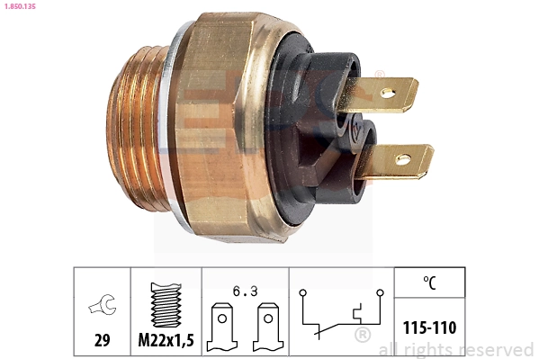 Czujnik temperatury płynu chłodzącego (włączenia wentylatora chłodnicy) Fiat/Alfa/Lancia 60503686 cena, od 10,80 USD