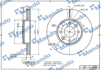 Do koszyka LR132809 Land Rover Tarcza hamulcowa przednia