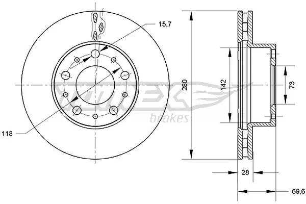  Tarcza hamulcowa przednia Fiat Doblo 1