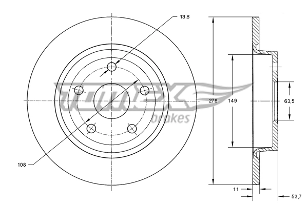 Tarcza hamulcowa tylna do Ford Connect TOURNEO PU2