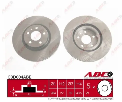 Tarcza hamulcowa przednia ABE C3D004ABE cena, od 45,09 USD