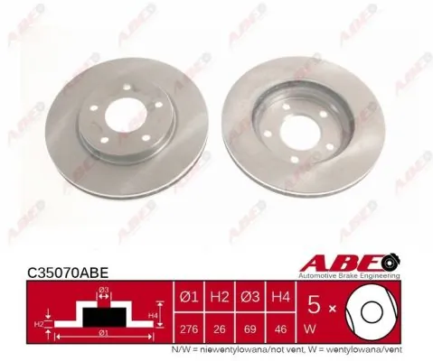 Tarcza hamulcowa przednia ABE C35070ABE cena, od 42,71 USD