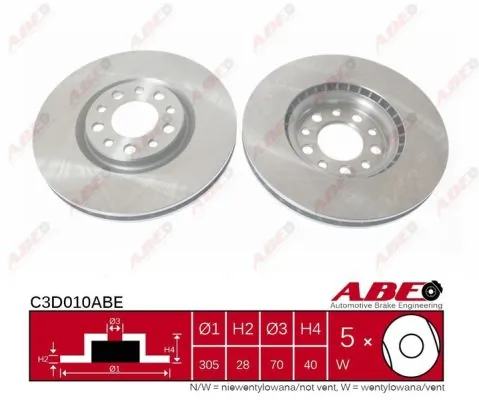 Tarcza hamulcowa przednia ABE C3D010ABE cena, od 60,14 USD