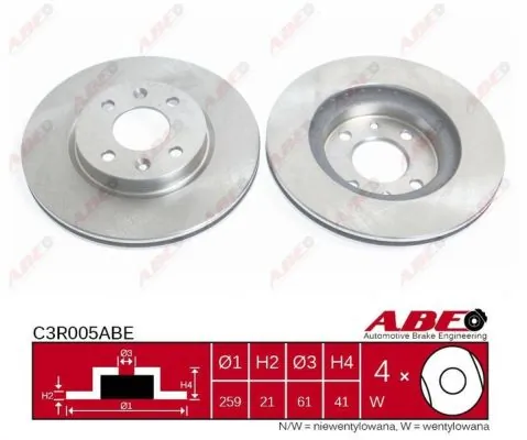 Tarcza hamulcowa przednia ABE C3R005ABE cena, od 33,61 USD