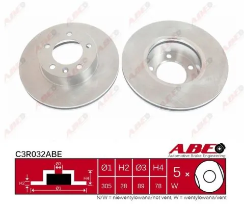 Tarcza hamulcowa przednia ABE C3R032ABE cena, od 61,27 USD