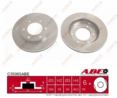 Tarcza hamulcowa przednia ABE C35065ABE cena, od 53,76 USD