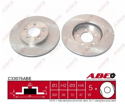 Tarcza hamulcowa przednia ABE C33076ABE cena, od 73,93 USD