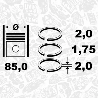 120335489R VAG Pierścienie tłokowe na 1 cylinder, STD.