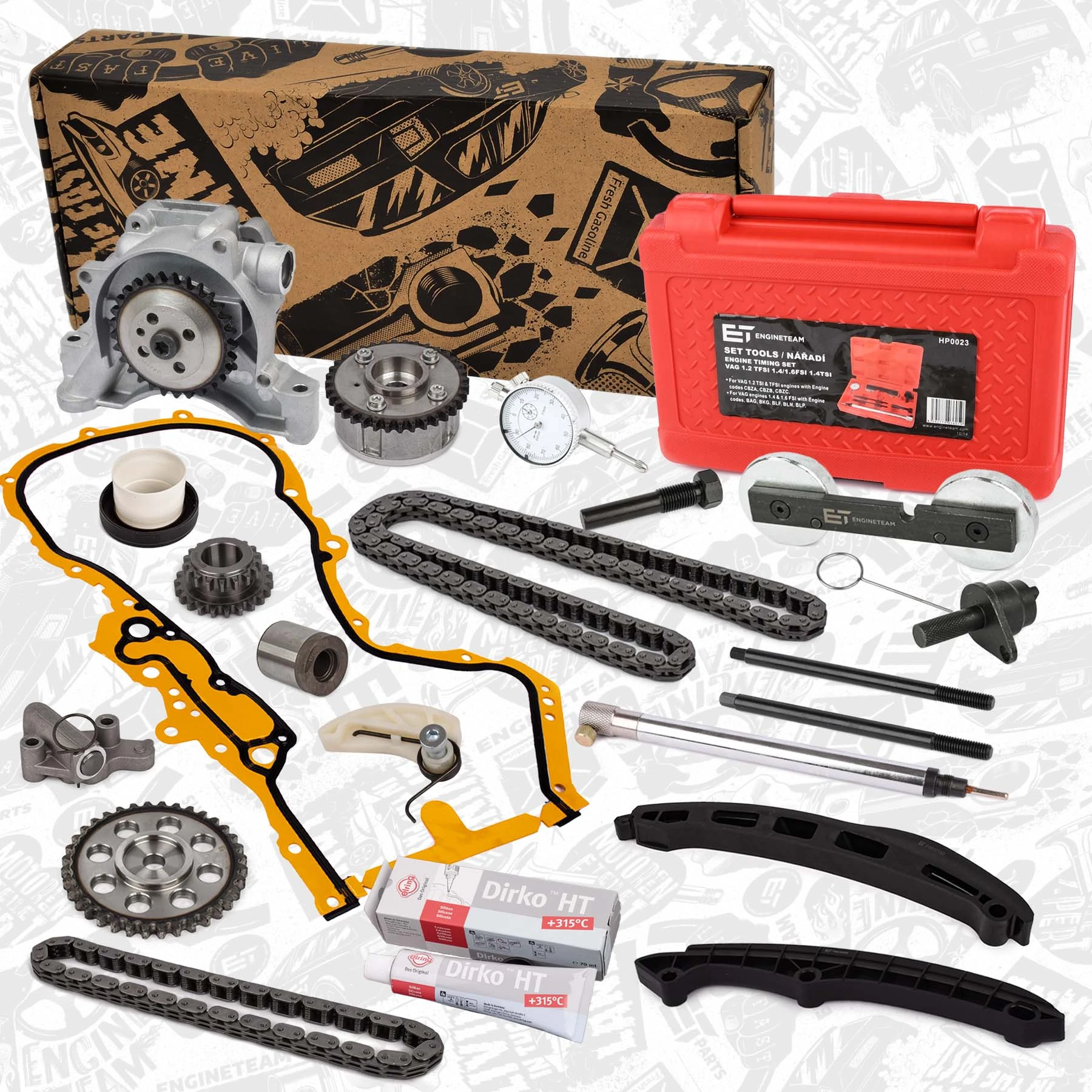 Do koszyka Łańcuch rozrządu, zestaw Volkswagen Polo V RUS 602, 604, 612, 614