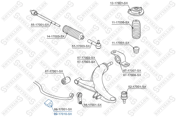 Do koszyka Tuleja stabilizatora przedniego Subaru Forester I S10, SF
